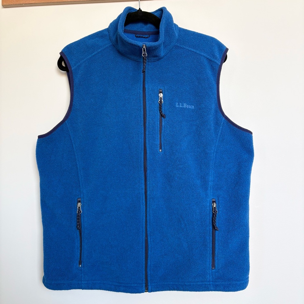L.L. Bean Blue Fleece Vest Full Zip Outdoor Hiking Layer Men’s Large